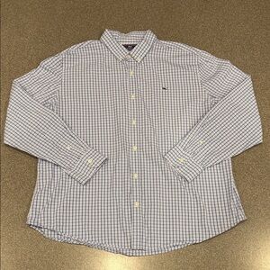 Men’s Vineyard Vines White and Blue Plaid Button Down Shirt Size XXL